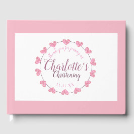 ベビーガール《キリスト教》洗礼式や命名式ピンク&ホワイトパーソナライズされた ゲストブック