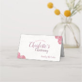 ベビーガール《キリスト教》洗礼式や命名式ピンク&ホワイトプレイスカード プレイスカード (裏面)