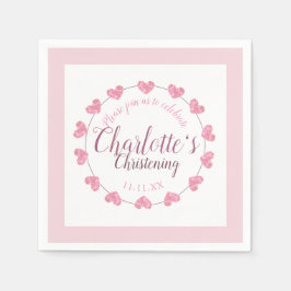 ベビーガール《キリスト教》洗礼式や命名式ピンク&ホワイト スタンダードカクテルナプキン