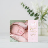 ベビーガール スペシャルデリバリー コウテンチョウ フォト ピンク 誕生 案内ポストカード (スタンド正面)