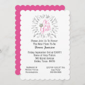 「ベビーガール」ティアラ シャワーの招待状 招待状 (正面/裏面)