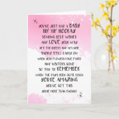 ベビーガール、ピンク生まれたばかりの、新しい親アドバイス カード (黄色い花)