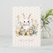 ベビーガール ピンク ウサギと花のベビーシャワー 招待状 (スタンド正面)