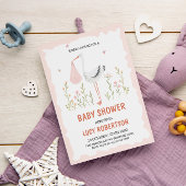 ベビーガール ピンク スズメの花 ベビーシャワー 招待状