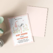 ベビーガール ピンク スズメの花 ベビーシャワー 招待状