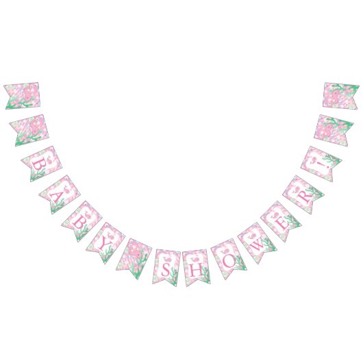 ベビーガール·ピンク·ポルカ·ホエ点々のあるール·ベイビーシャワー バンティングフラッグ (全)