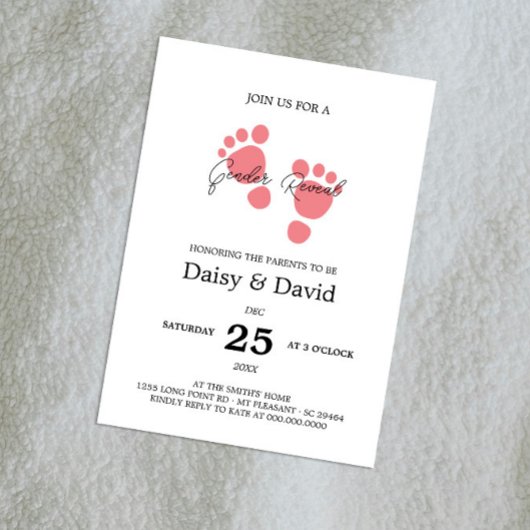 ベビーガール フット 性別発表 招待状