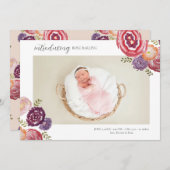 ベビーガール フラワー 誕生お知らせ ポストカード (正面/裏面)