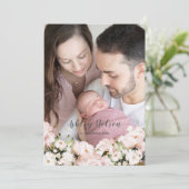 ベビーガール ブッシュ＆ホワイト 新生児 誕生発表 招待状 (スタンド正面)