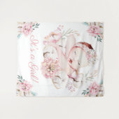 ベビーガール ベビーシャワー 背景 バナー タペストリー (正面(横))