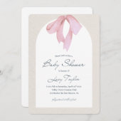 ベビーガール – ボウシャワー招待状 招待状 (正面/裏面)