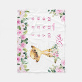 ベビーガール·ミーアカット月々の成長の節目 フリースブランケット (正面)