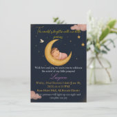 ベビーガール ムーン&スターズ 誕生お知らせカード 招待状 (スタンド正面)