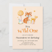 ベビーガール ワイルドワン ファーストバースデー 招待状 (正面)