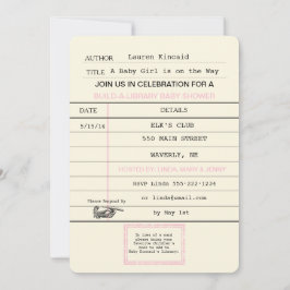 ベビーガール ヴィンテージ 図書館のカード 本のシャワー 招待状