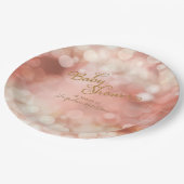 ベビーガール《写真》ぼけ味スパークルトゥインクルライツパステルピンク ペーパープレート (アングル)