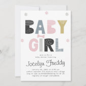 ベビーガール |女の子ルールニュートラル色ベビーシャワー 招待状 (正面)