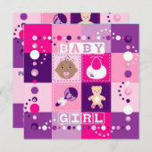 ベビーガール 招待状 (正面/裏面)