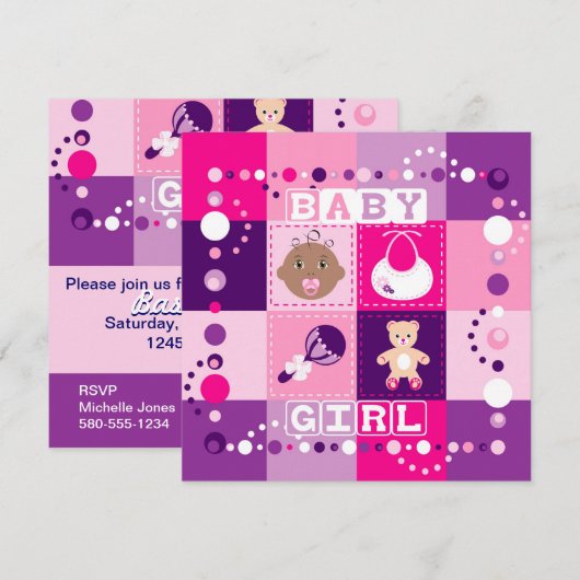ベビーガール 招待状 (正面/裏面)