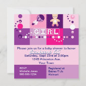 ベビーガール 招待状 (裏面)