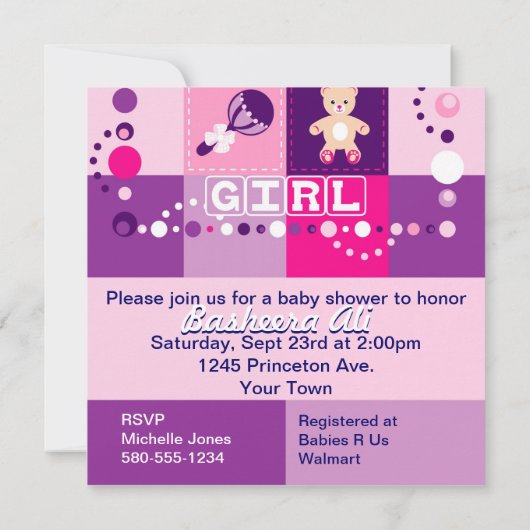 ベビーガール 招待状 (裏面)