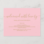 ベビーガール 特別な贈り物 スクリプト ピンク 誕生 案内ポストカード (裏面)