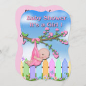 ベビーガール-裏庭ベビーシャワー招待状 招待状 (正面/裏面)