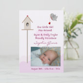 ベビーガール 鳥の巣 フォト 出生発表 案内状 (スタンド正面)