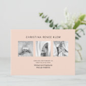 ベビーガールB/Wフォトコラージピーチモダン誕生 案内状 (スタンド正面)