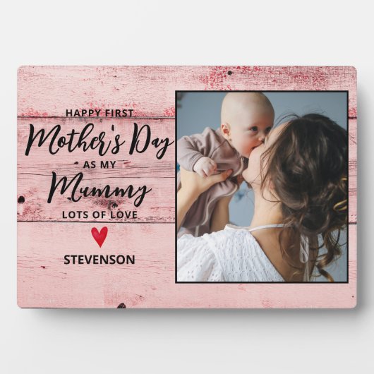 ベビーガールMummy 1st Mothers Day 素朴 Wood フォトプラーク (正面)