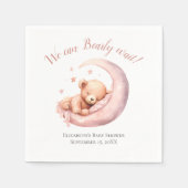 ベビーガールPink Bear Moon Bearly Waitベビーシャワー スタンダードカクテルナプキン (正面)