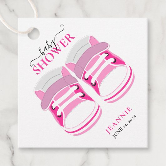 ベビーガールPINK BOOTIESベビーシャワー フェイバータグ (正面)