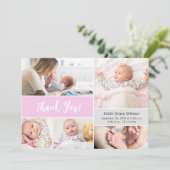 ベビーガールPink Grayカスタムフォトコラージュ サンキューカード (スタンド正面)