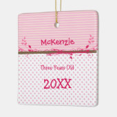 ベビーガールRaspberry Pink Dots Swirls写真 セラミックオーナメント (左)