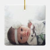ベビーガールRaspberry Pink Dots Swirls写真 セラミックオーナメント (裏面)
