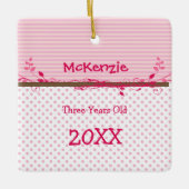 ベビーガールRaspberry Pink Dots Swirls写真 セラミックオーナメント (正面)