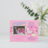 ベビーガールSIP & SEEシャワーポストカード インビテーションポストカード (スタンド正面)
