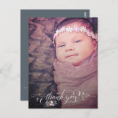 ベビーガールSip & See Thank You Birth Announcement ポストカード (正面/裏面)