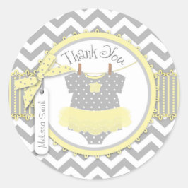 ベビーガールTutuシェブロンプリントサンキューラベル ラウンドシール