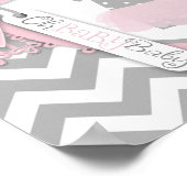 ベビーガールTutuシェブロンプリントベビーシャワーバナー ポスター (角)