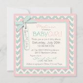 ベビーガールTutuシェブロンプリントベビーシャワー 招待状 (裏面)