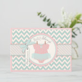 ベビーガールTutuシェブロンプリントベビーシャワー 招待状 (スタンド正面)