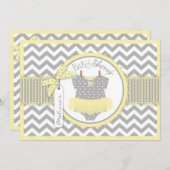 ベビーガールTutuシェブロンプリントベビーシャワー 招待状 (正面/裏面)