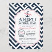 ベビーガー航海のルシャワー招待状シェブロン 招待状 (正面/裏面)