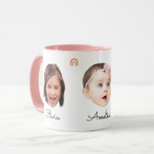 ベビーキッズファミリー顔3写真レインボーボホ マグカップ (正面左)