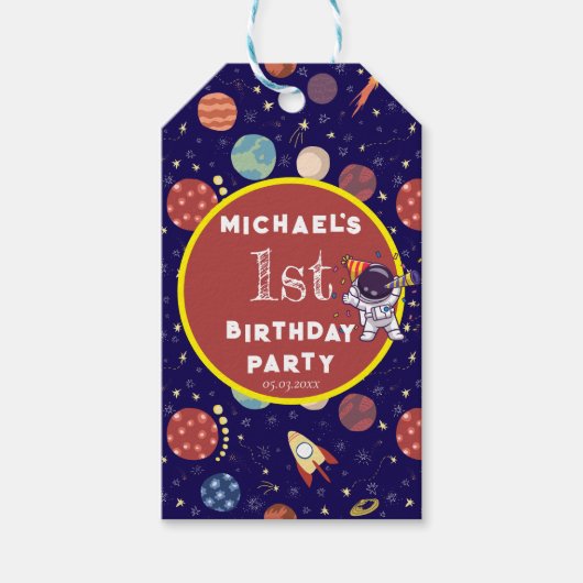 ベビーキッズフジット宇宙Any Age Birthday Party ギフトタグ (正面)