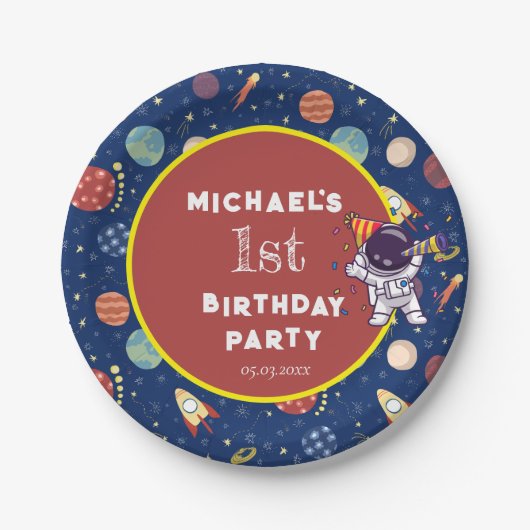 ベビーキッズフジット宇宙Any Age Birthday Party ペーパープレート (正面)