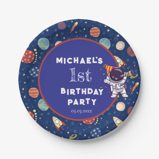 ベビーキッズフジット宇宙Any Age Birthday Party ペーパープレート (正面)