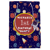 ベビーキッズフジット宇宙Any Age Birthday Party ミディアムペーパーバッグ (正面)