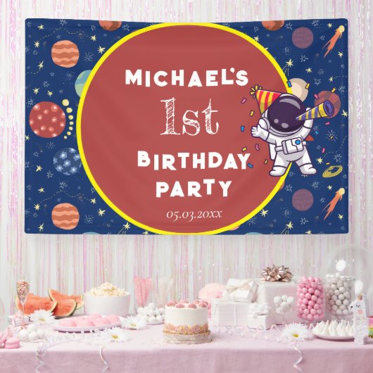 ベビーキッズフジット宇宙Any Age Birthday Party 横断幕 (パーティー)